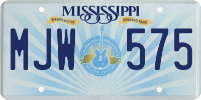 MS license plate MJW575