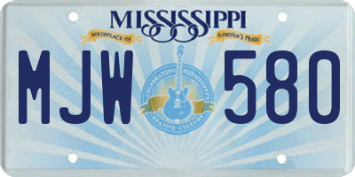 MS license plate MJW580