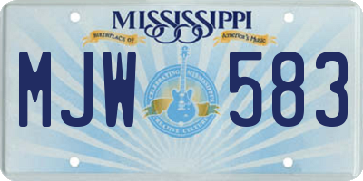 MS license plate MJW583