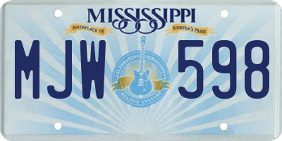 MS license plate MJW598