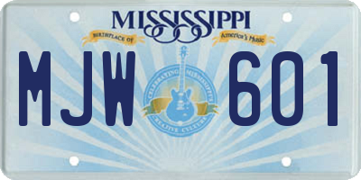 MS license plate MJW601