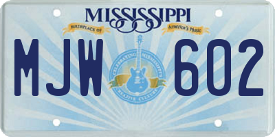 MS license plate MJW602