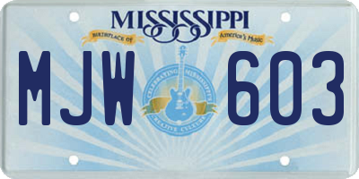 MS license plate MJW603