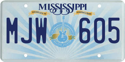 MS license plate MJW605