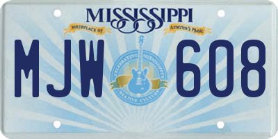 MS license plate MJW608