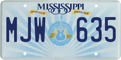 MS license plate MJW635