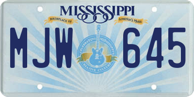 MS license plate MJW645