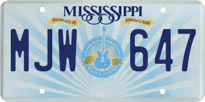 MS license plate MJW647