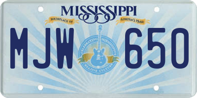 MS license plate MJW650