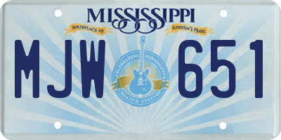 MS license plate MJW651