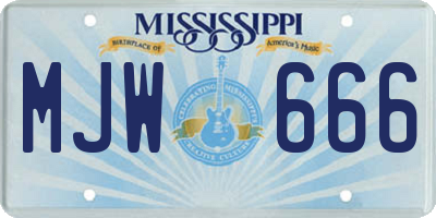 MS license plate MJW666
