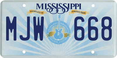 MS license plate MJW668