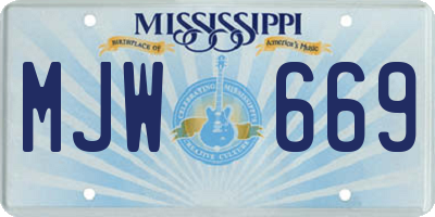 MS license plate MJW669