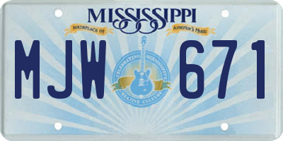 MS license plate MJW671
