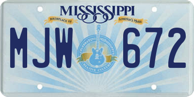 MS license plate MJW672