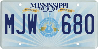 MS license plate MJW680