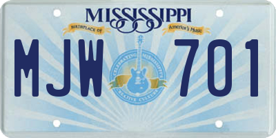 MS license plate MJW701