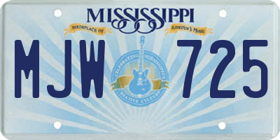 MS license plate MJW725