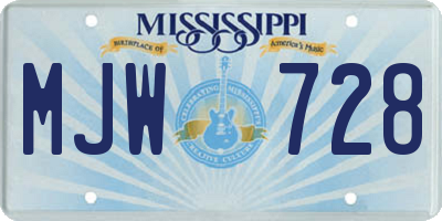 MS license plate MJW728