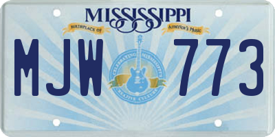 MS license plate MJW773
