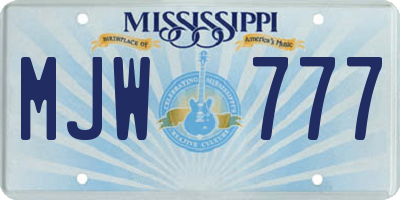 MS license plate MJW777