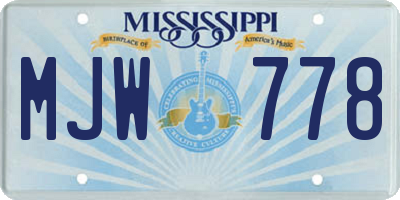 MS license plate MJW778