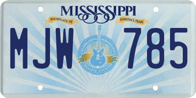 MS license plate MJW785