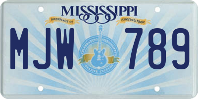 MS license plate MJW789