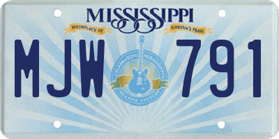 MS license plate MJW791