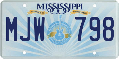 MS license plate MJW798