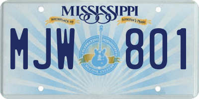 MS license plate MJW801