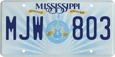 MS license plate MJW803