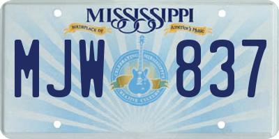 MS license plate MJW837