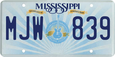 MS license plate MJW839