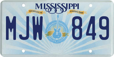 MS license plate MJW849