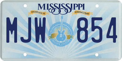 MS license plate MJW854