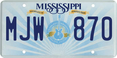 MS license plate MJW870