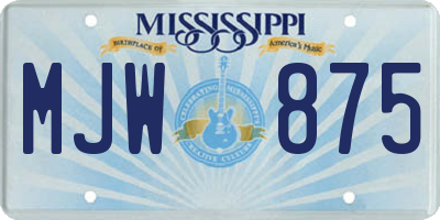 MS license plate MJW875