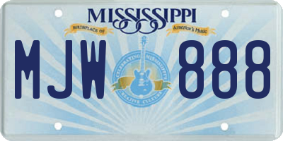 MS license plate MJW888
