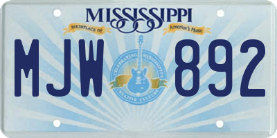 MS license plate MJW892