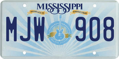 MS license plate MJW908