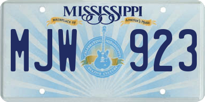 MS license plate MJW923