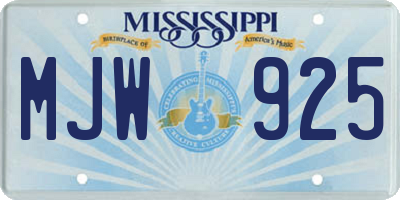 MS license plate MJW925