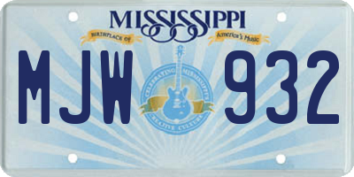 MS license plate MJW932