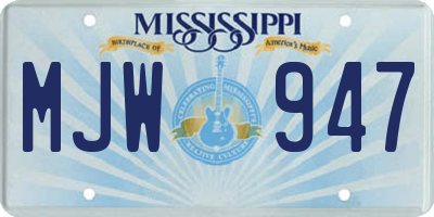 MS license plate MJW947