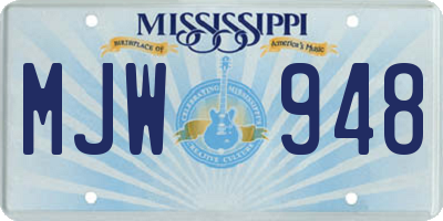 MS license plate MJW948