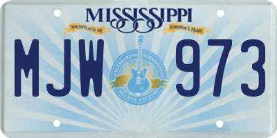 MS license plate MJW973