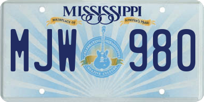 MS license plate MJW980