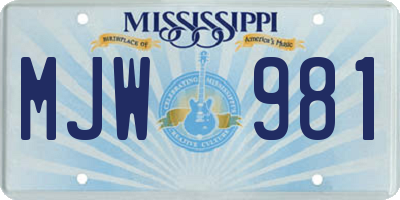 MS license plate MJW981