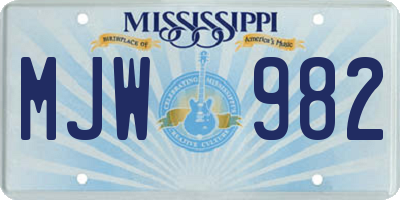 MS license plate MJW982